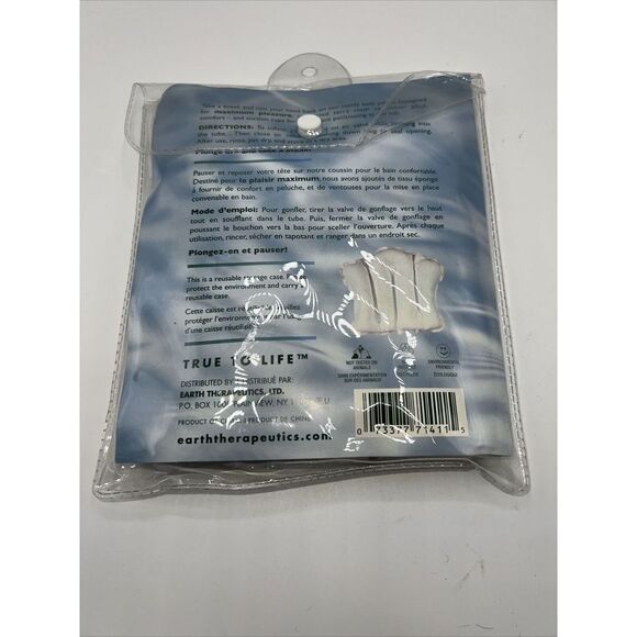 EARTH THERAPEUTICS Terry Covered Bath Pillow Relaxation Therapy- White, NEW! - Picture 2 of 2
